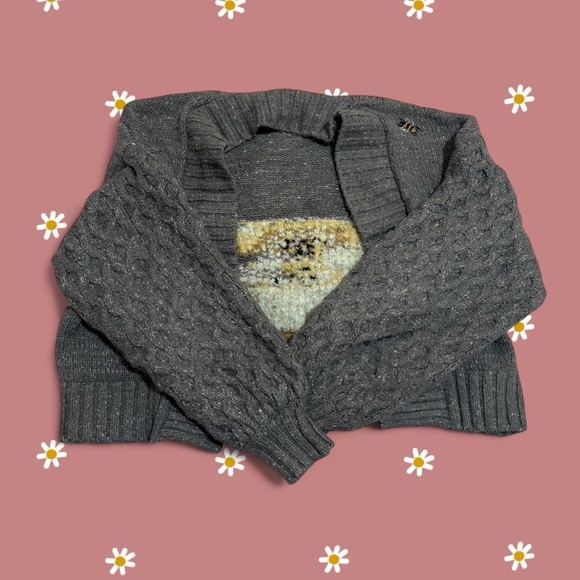 Anthropologie Women's Grey and Brown Bear Cardigan - Picture 3 of 4
